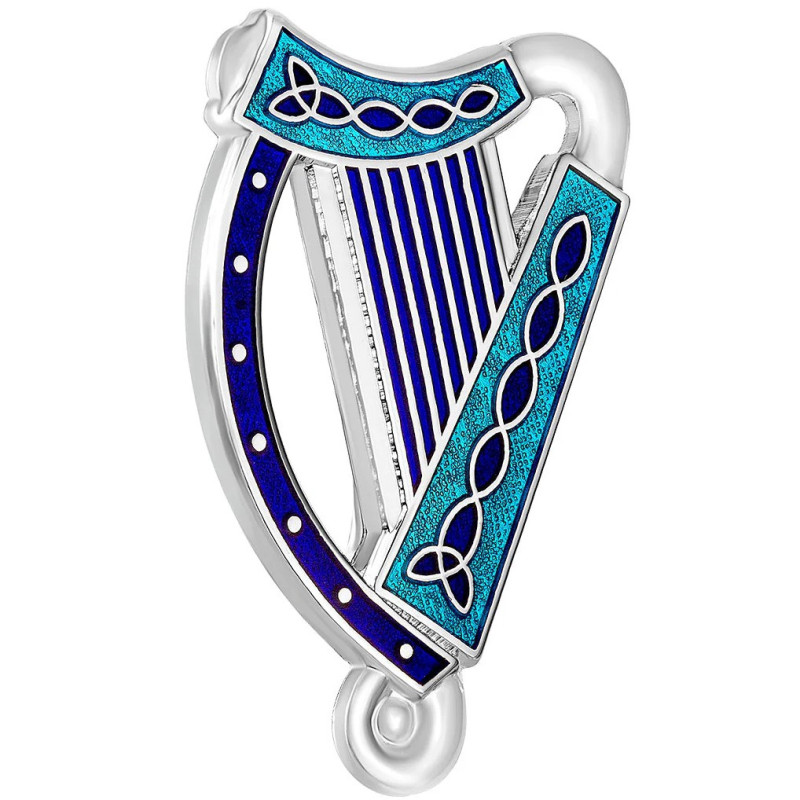Solvar Blue Enamel Harp Brooch