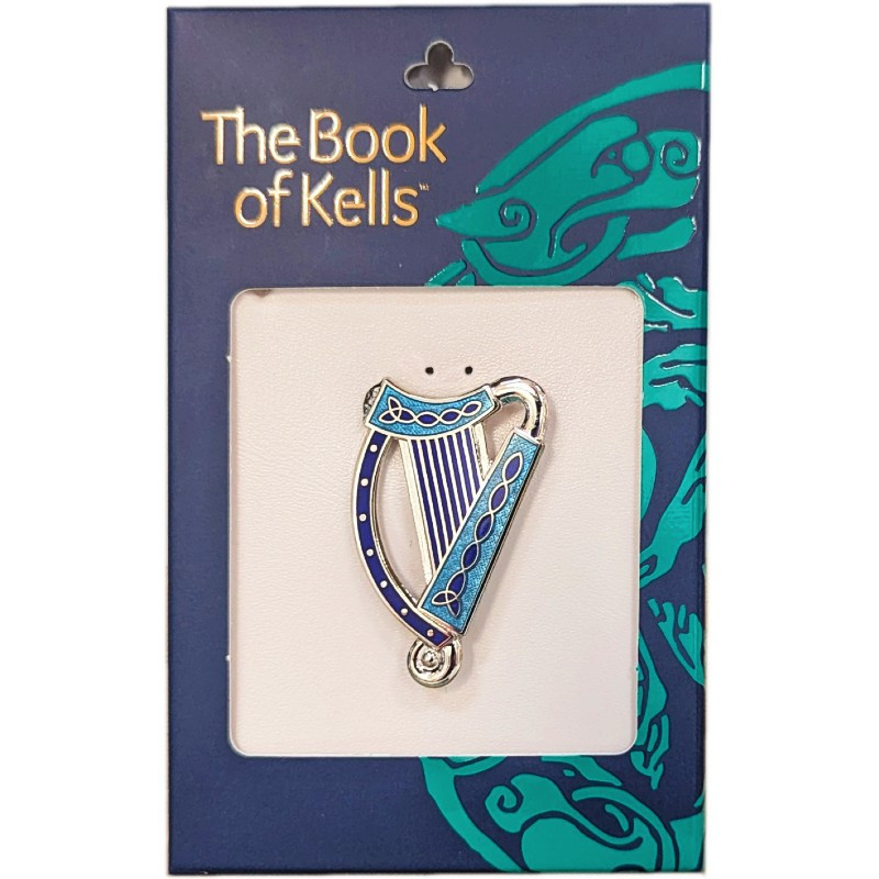 Solvar Blue Enamel Harp Brooch