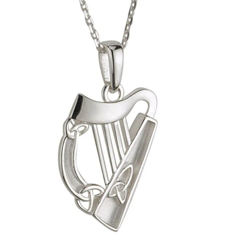 Solvar Silver Irish Harp Pendant