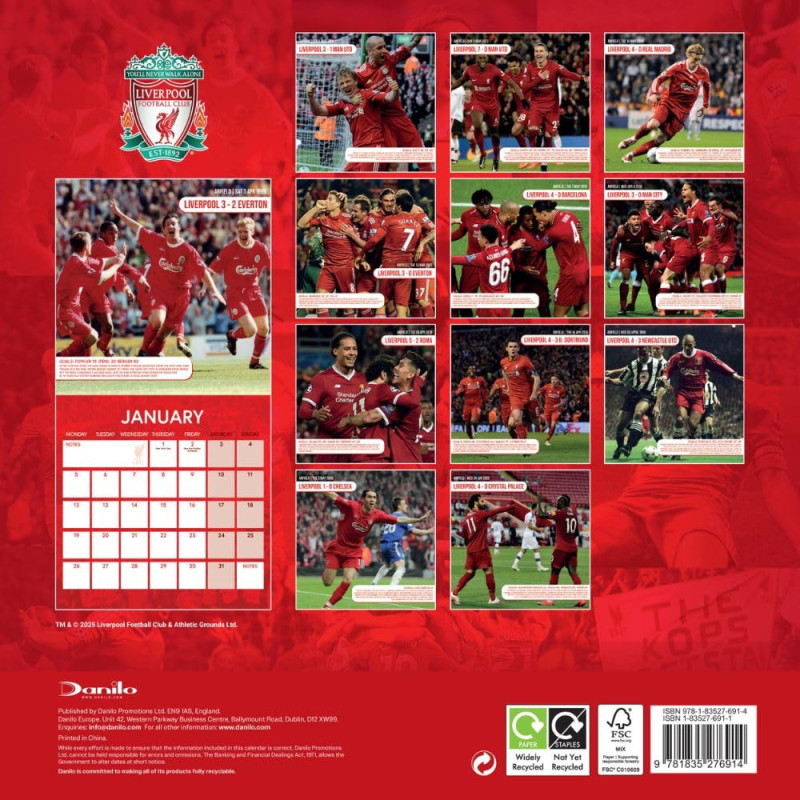 Liverpool FC Legends Square Calendar