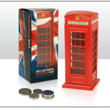 Red Telephone Box Die Cast Money Bank