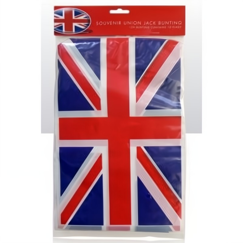 Union Jack Rectangular PVC Bunting – 10 Flags, 12ft