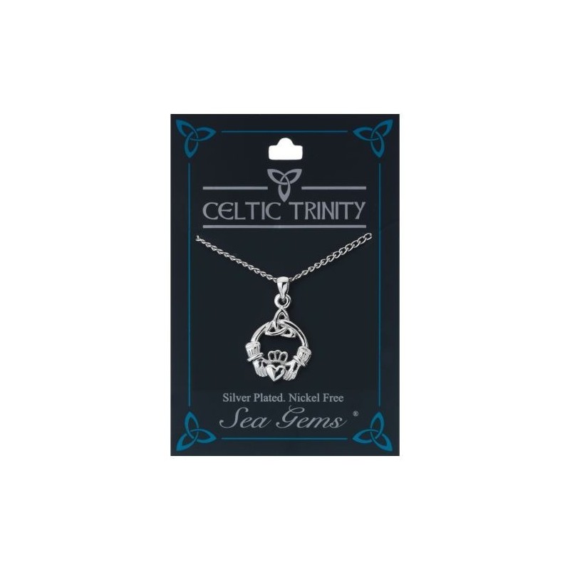 Sea Gems Plated Claddagh Trinity Knot Pendant