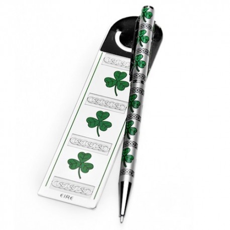 Sea Gems Irish Shamrock Pen & Bookmark Gift Set