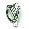 Sea Gems Irish Harp Enamel Brooch - SLV/BLK