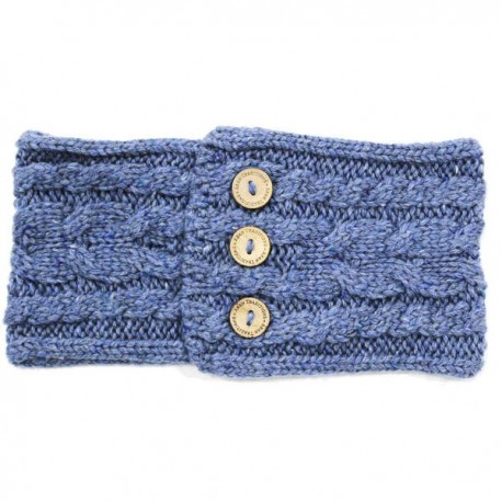 Aran Traditions Donegal Button Knit Headband - Denim