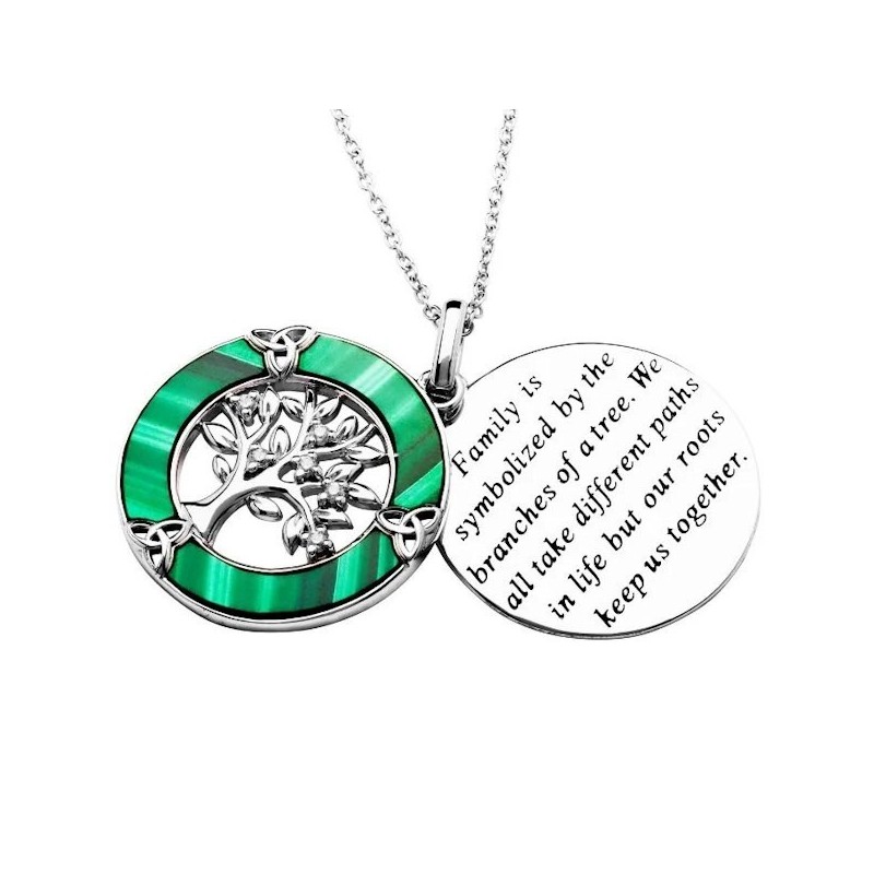 ShanOre Silver & Malachite Tree of Life Pendant