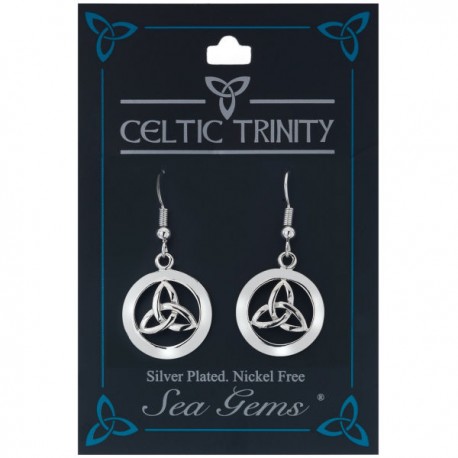 Sea Gems Plated Trinity Knot Round Earrings