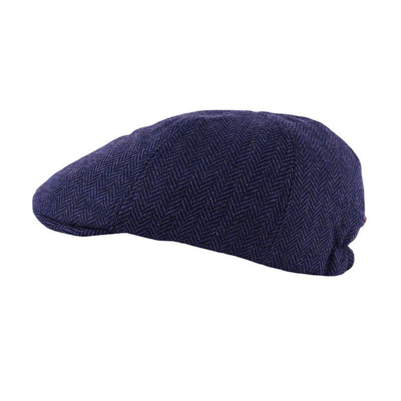Heritage Traditions Tweed Flat Cap - Blue Herringbone