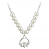 Solvar Rhodium & Pearl Claddagh Necklet