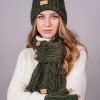 Aran Traditions Cable Knit Button Scarf - Green
