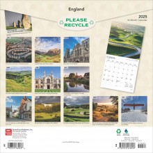 England 2025 Wall Calendar